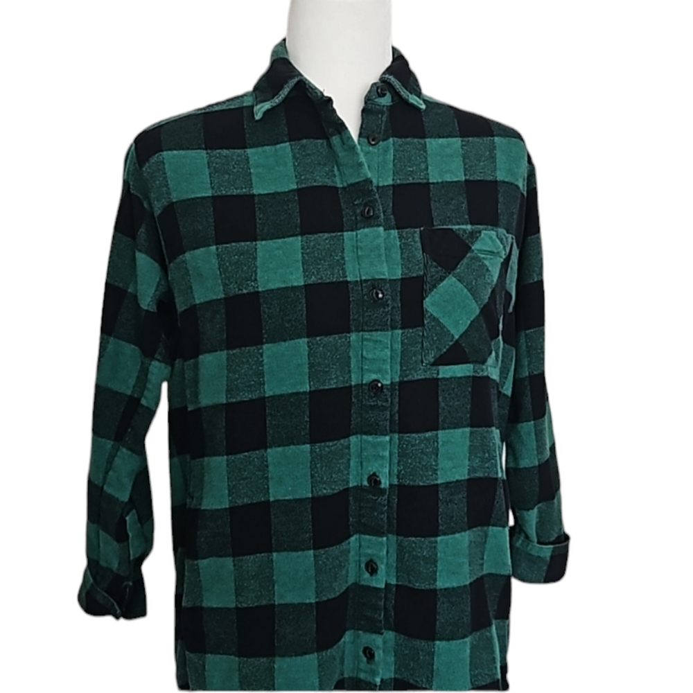 Madewell green/black plaid flannel shacket, size XS - Picture 4 of 10